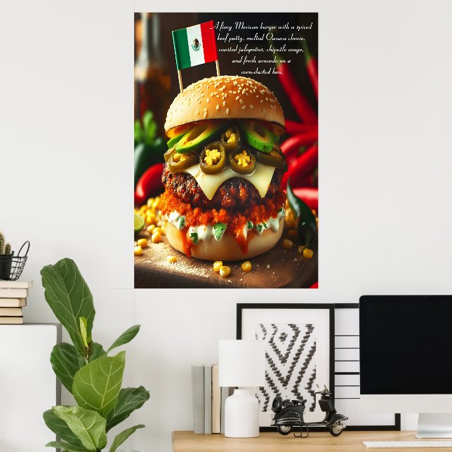 Poster Burger de onda de calor Oaxaca 24x36 (Escritório em casa)