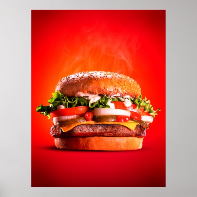 Poster Burger de Queijo com Bife Delicioso (Frente)