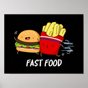 Poster Burger Engraçado De Comida Rápido E Fries Pun