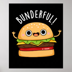 Poster Burger Funny Burger Bun Pun Dark BG