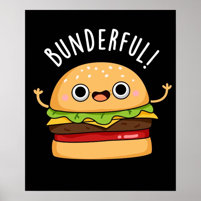 Poster Burger Funny Burger Bun Pun Dark BG (Frente)