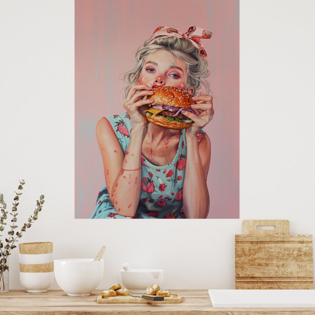 Poster Burger Girl (Cozinha)