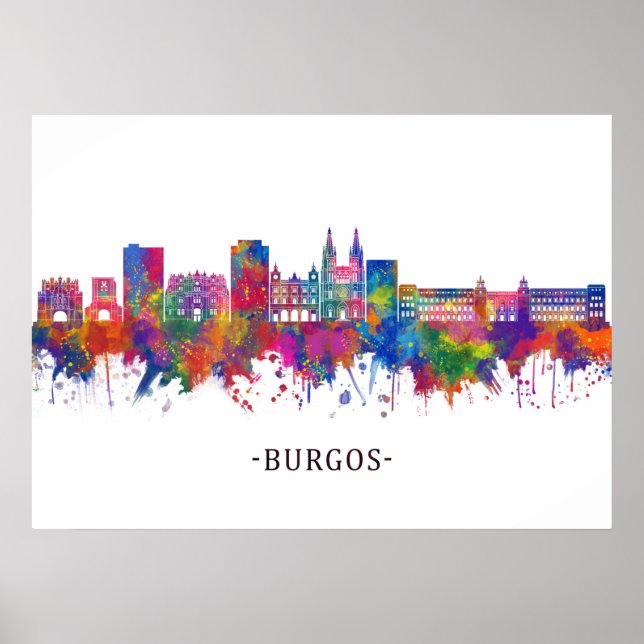 Poster Burgos Espanha Skyline (Frente)
