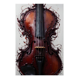 Pôster Burgundy Black Abstrato Violin