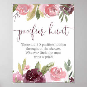 Poster Burgundy blush floral Pacificador caça chá Po