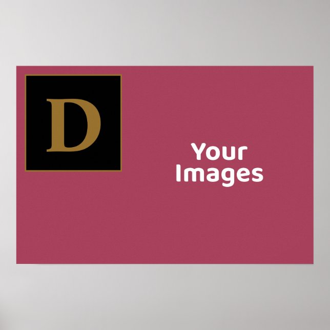 Poster Burgundy Com Dourada Família Fotografia Inicial (Frente)