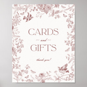 Poster Burgundy Fall Toile De Jouy Floral Cards Presentes