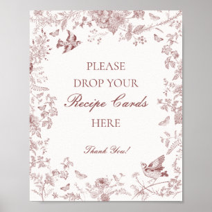 Poster Burgundy Fall Toile De Jouy Floral Partilha uma Re