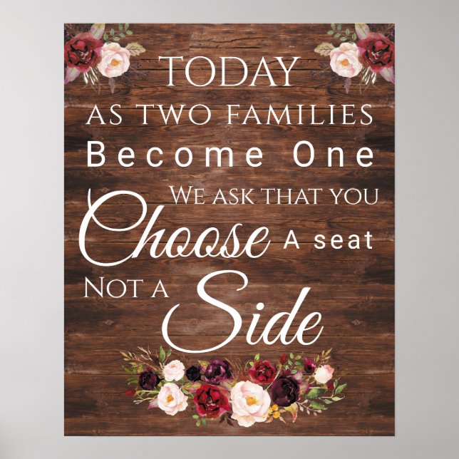 Poster Burgundy Floral Escolha um assento (Frente)