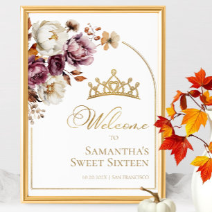 Poster Burgundy Floral Fall Sweet Sesseis Sinal de Boas-V