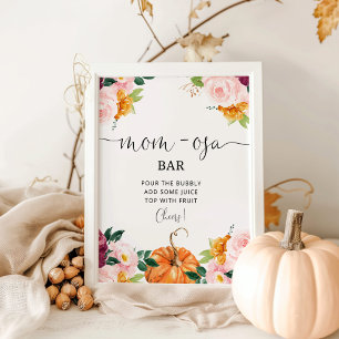 Poster Burgundy floral pequeno abóbora bar Mãe-osa