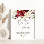 Poster Burgundy, ideias noturnas florais. Bridal de boião<br><div class="desc">Burgundy,  ideias noturnas florais. Itens de correspondência de Poster de bridal de data jar disponíveis.</div>