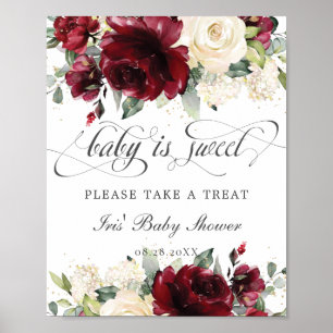 Poster Burgundy Ivory Floral Baby é doce Tome um Tratado