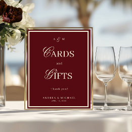 Poster Burgundy & Ivory Old Money Cards and Gifts Sign