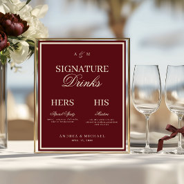 Poster Burgundy & Ivory Old Money Signature Drinks Sign