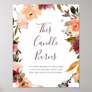 Poster Burgundy Laranja Floral Esta Vela Queima Casamento