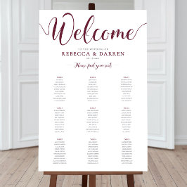 Poster Burgundy Maroon Deep Red Seating Chart 9 mesas