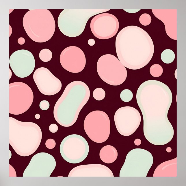 Poster Burgundy Pink Mint Organic Blob Pattern Abstract (Frente)
