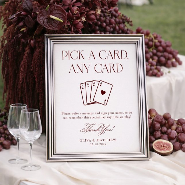 Poster Burgundy Playing Card Guest Book Wedding  (Criador carregado)