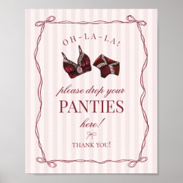 Poster Burgundy Red Bachelorette Panties Please Sign