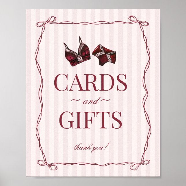 Poster Burgundy Red Lingerie Bachelorette Cards & Gifts (Frente)
