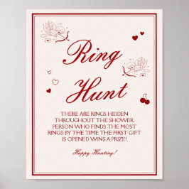Poster Burgundy Valentine Bridal Shower Ring Game 