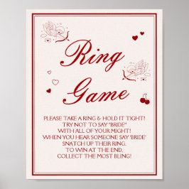 Poster Burgundy Valentine Bridal Shower Ring Game 