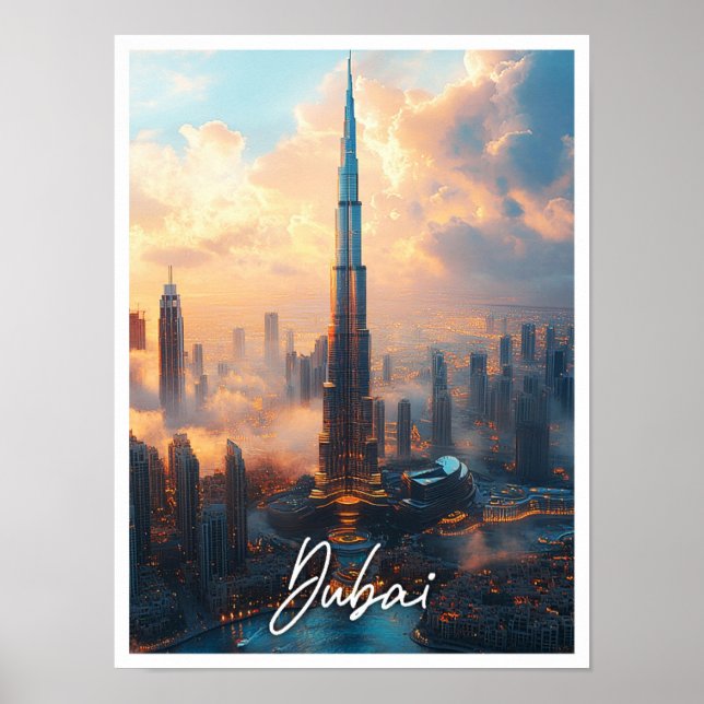 Poster Burj Khalifa Dubai EAU Emirados Árabes Unidos (Frente)