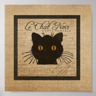 Poster Burlap Le Chat Noir Francês O Gato Negro