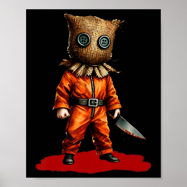 Poster Burlap Mask Slasher Knife Horror Spooky Hal (Frente)