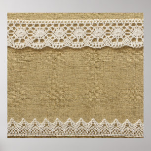 Poster Burlap, textura de tecido de rendas.