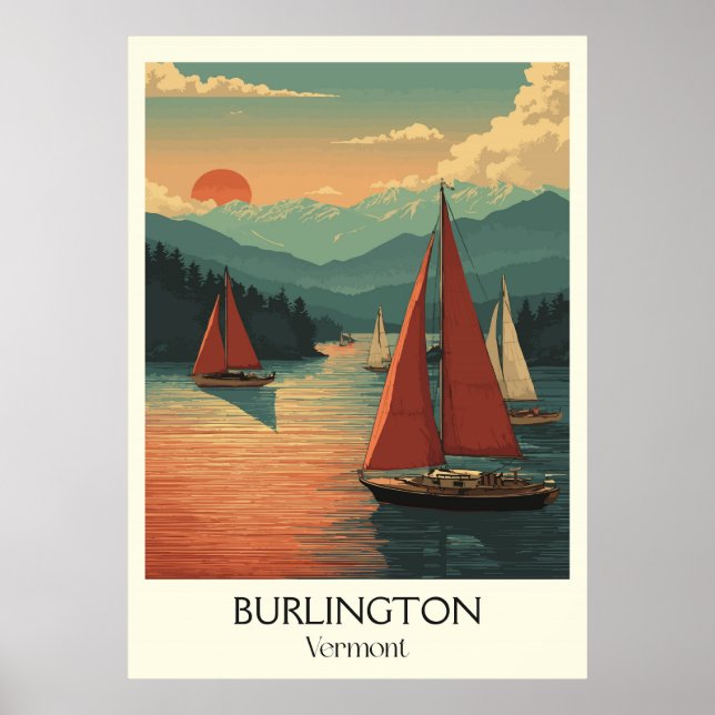 Poster Burlington Vermont Lago Champlain (Frente)