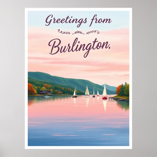 Poster Burlington, Vermont – Lake Champlain (Frente)