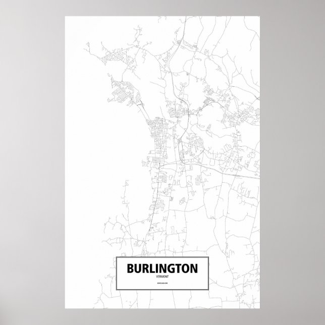 Pôster Burlington, Vermont (preto no branco) (Frente)