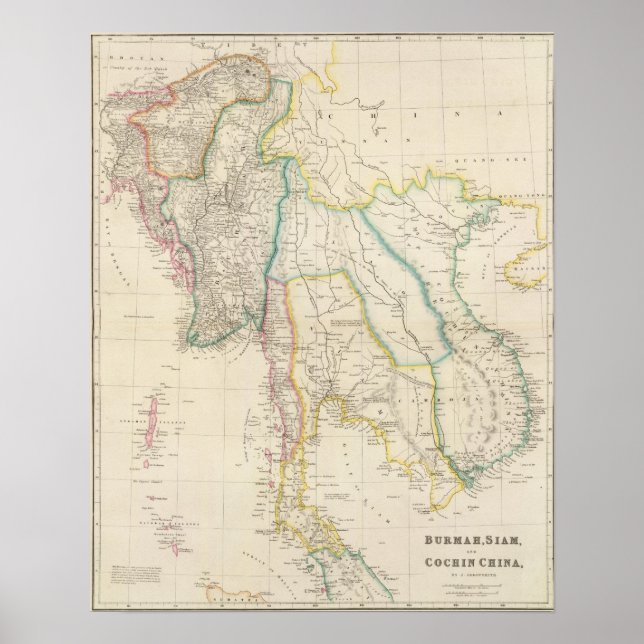 Pôster Burmah, Sião e China Cochin (Frente)