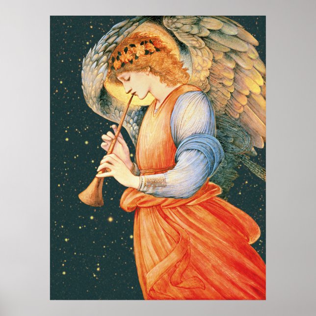 Poster Burne-Jones Angel tocando flageolet CC1135 Maior (Frente)