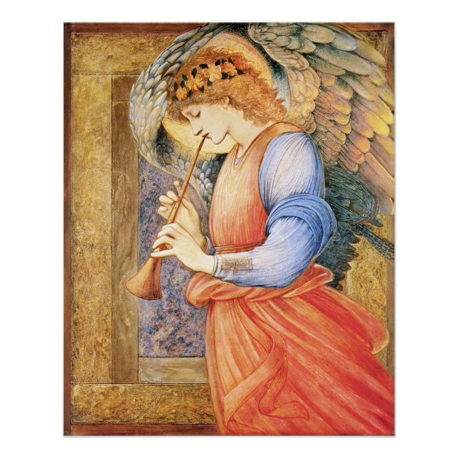 Pôster Burne-Jones Angel tocando flageolet CC1152 Maior (Frente)