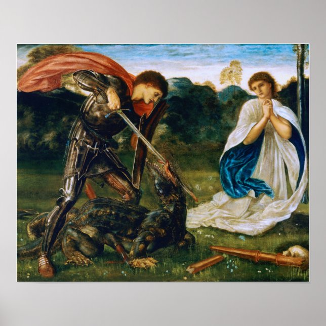 Poster Burne-Jones - Luta São Jorge Mata o Dragão (Frente)