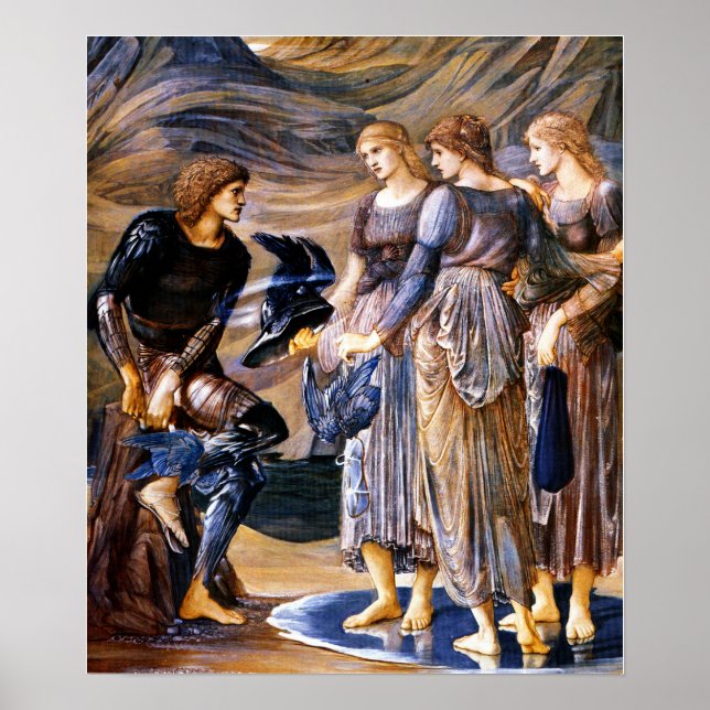 Poster Burne-Jones - Perseu E Ninfas Marítimas 1877 (Frente)