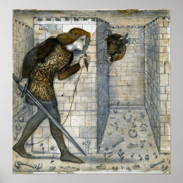 Poster Burne-Jones - Theseus E Minotaur Em Labirinto (Frente)