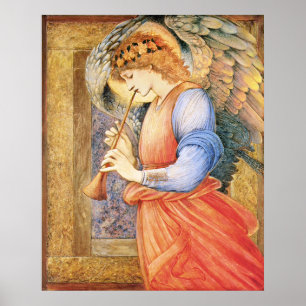 Poster Burne-Jones um anjo que joga o flageolet 1878