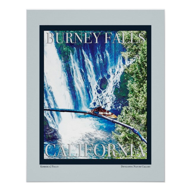 Pôster Burney Falls, Poster CA (Frente)