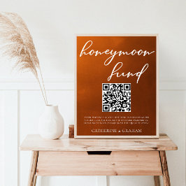 Poster Burnt Orange Boho Autumn Casamento Honeymoon Fund