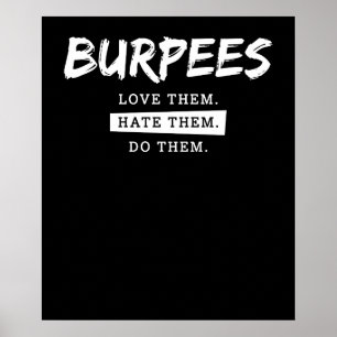 Poster Burpees ama-os deia-os fazê-los engraçados