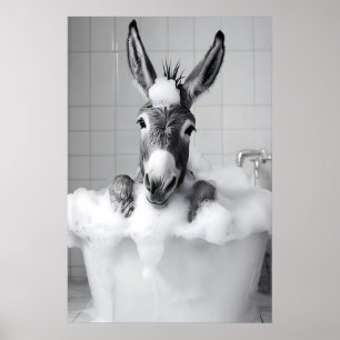 Poster Burro Engraçado na Banheira Impressão, Banheiro Ex