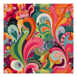 Pôster Burst De Cor Whimsical: Arte Padrão Vibrante