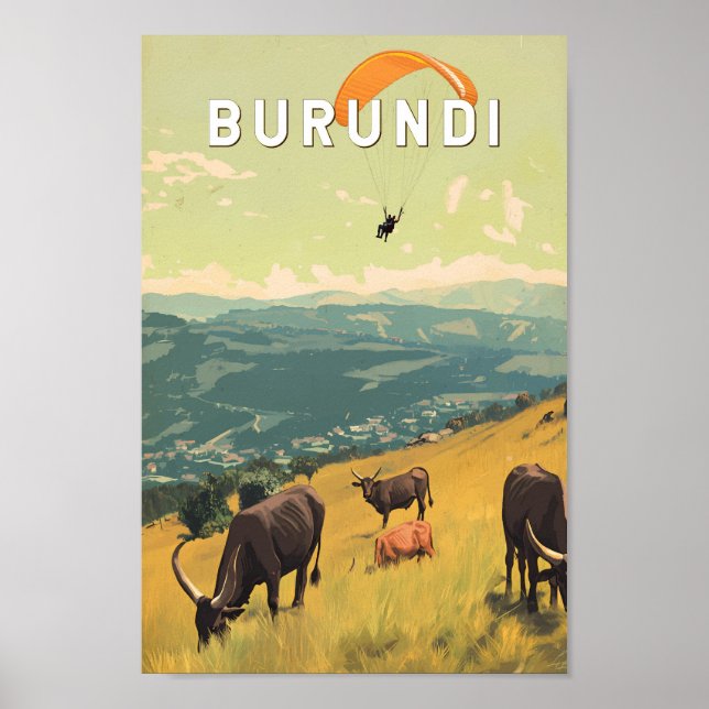Poster Burundi Illustration Viagem Art Vintage (Frente)