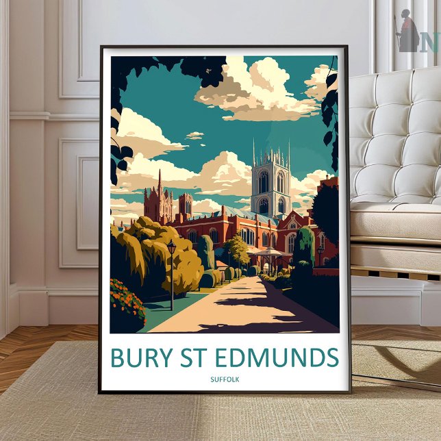 Poster Bury S Edmunds Travel Print Wall Art Bury S Edmund (Criador carregado)