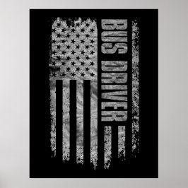Poster Bus Driver USA Flag Distressed design