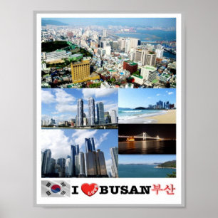 Poster Busan - Coreia do Sul - Eu Amo -